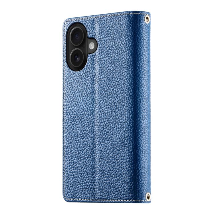 For iPhone 16 Stitching Multi-card Zipper Wallet Leather Phone Case with Short Strap