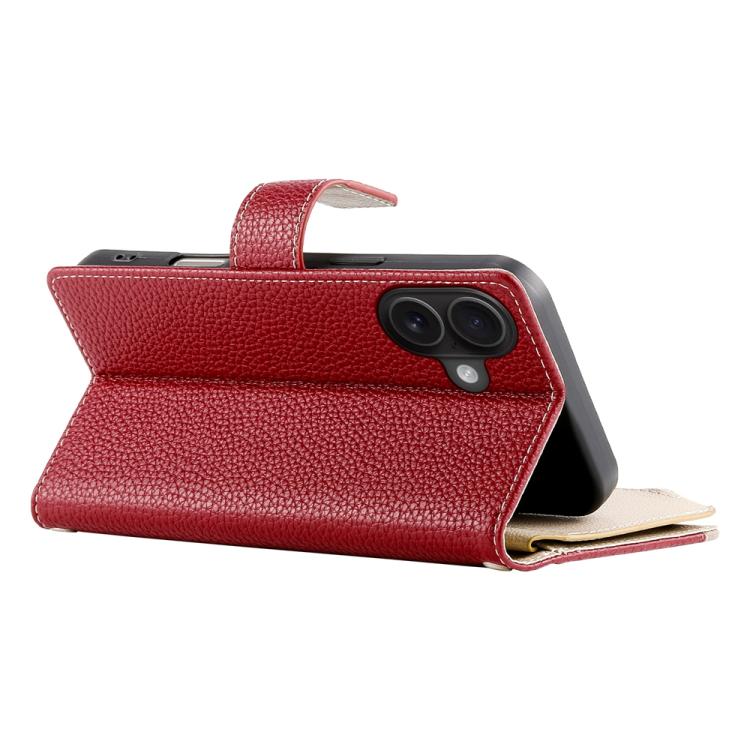 For iPhone 16 Stitching Multi-card Zipper Wallet Leather Phone Case with Short Strap