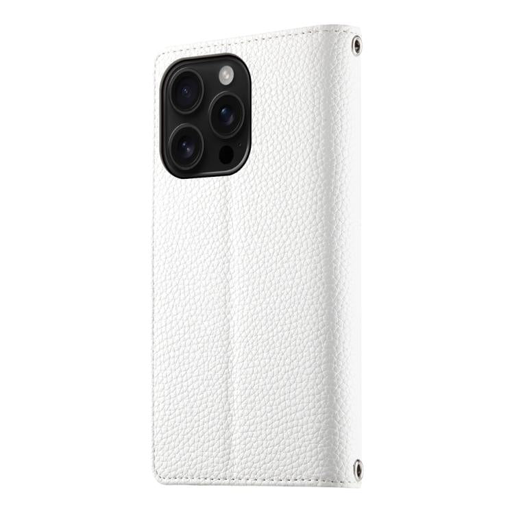 For iPhone 16 Pro Stitching Multi-card Zipper Wallet Leather Phone Case with Short Strap