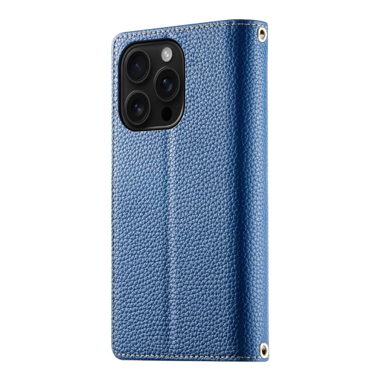 For iPhone 16 Pro Stitching Multi-card Zipper Wallet Leather Phone Case with Short Strap
