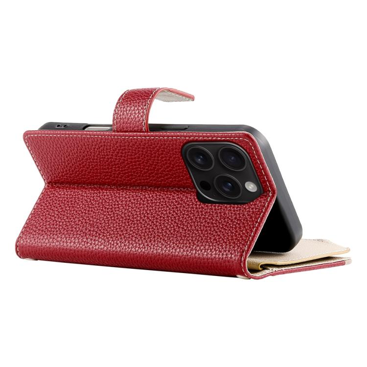 For iPhone 16 Pro Stitching Multi-card Zipper Wallet Leather Phone Case with Short Strap