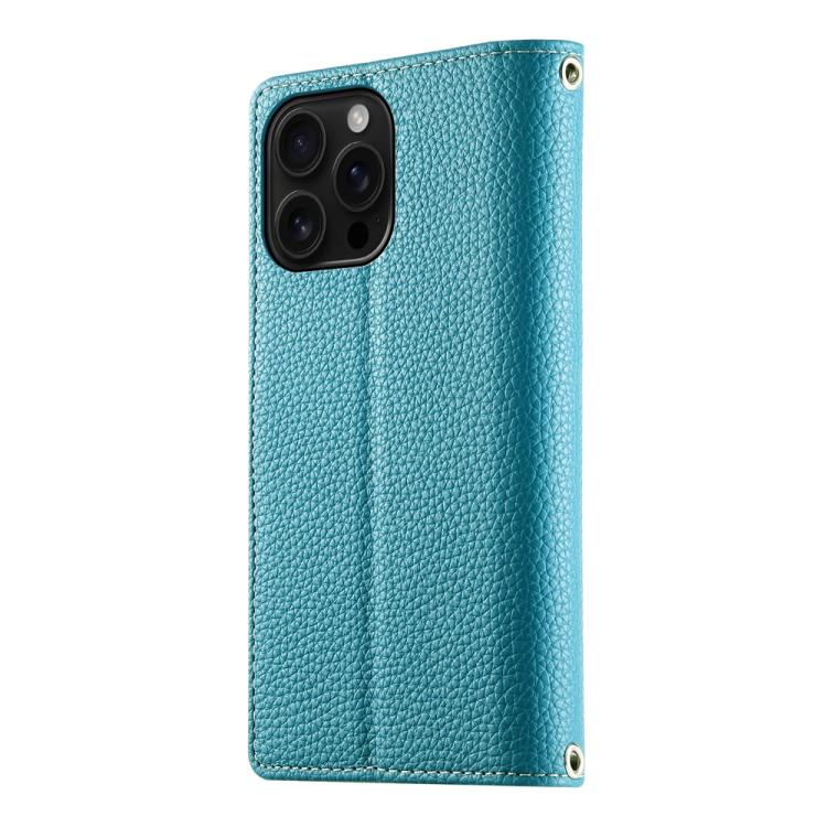 For iPhone 16 Pro Max Stitching Multi-card Zipper Wallet Leather Phone Case with Short Strap