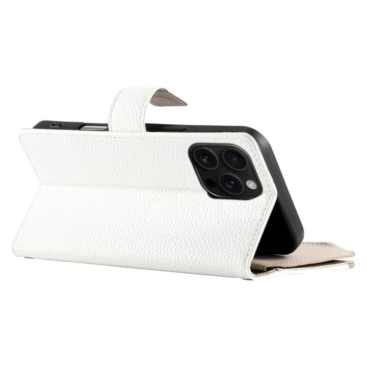 For iPhone 16 Pro Max Stitching Multi-card Zipper Wallet Leather Phone Case with Short Strap
