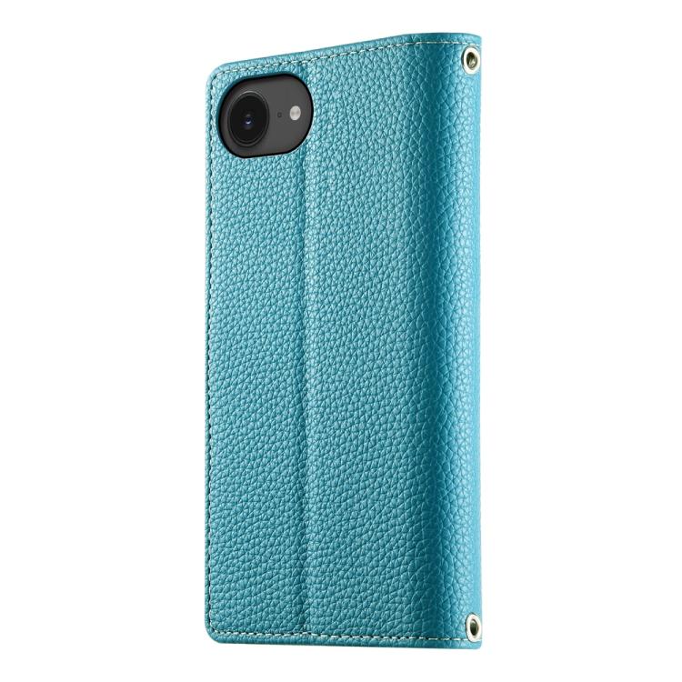 For iPhone 17e / 16e Stitching Multi-card Zipper Wallet Leather Phone Case with Short Strap