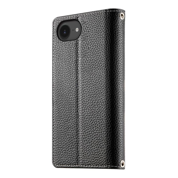 For iPhone 17e / 16e Stitching Multi-card Zipper Wallet Leather Phone Case with Short Strap