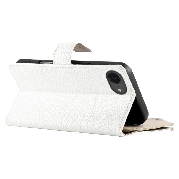 For iPhone 17e / 16e Stitching Multi-card Zipper Wallet Leather Phone Case with Short Strap