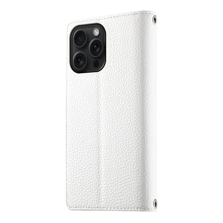 For iPhone 15 Pro Max Stitching Multi-card Zipper Wallet Leather Phone Case with Short Strap