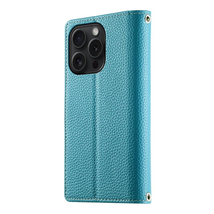 For iPhone 15 Pro Stitching Multi-card Zipper Wallet Leather Phone Case with Short Strap