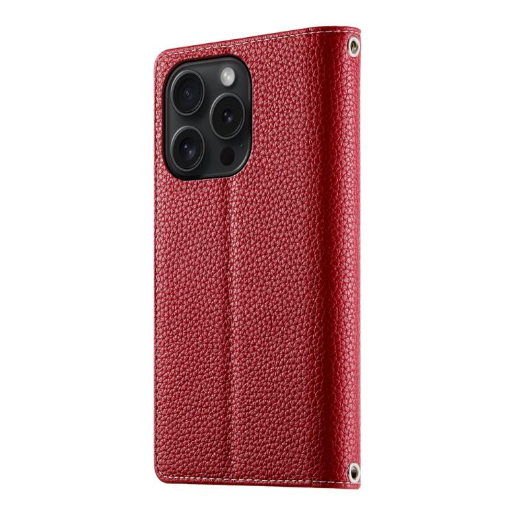 For iPhone 15 Pro Stitching Multi-card Zipper Wallet Leather Phone Case with Short Strap