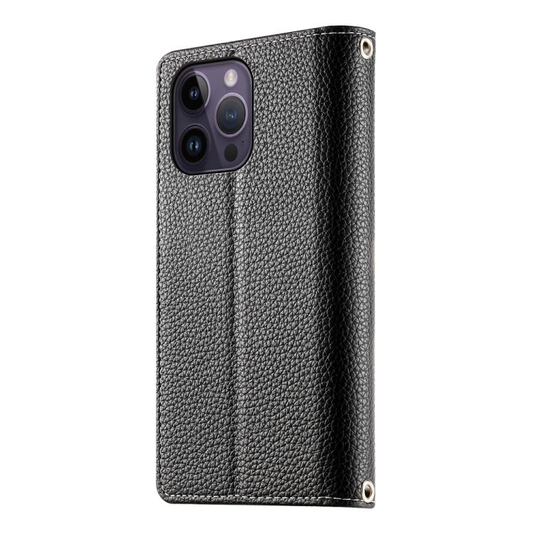 For iPhone 14 Pro Max Stitching Multi-card Zipper Wallet Leather Phone Case with Short Strap