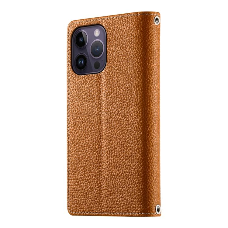 For iPhone 14 Pro Max Stitching Multi-card Zipper Wallet Leather Phone Case with Short Strap