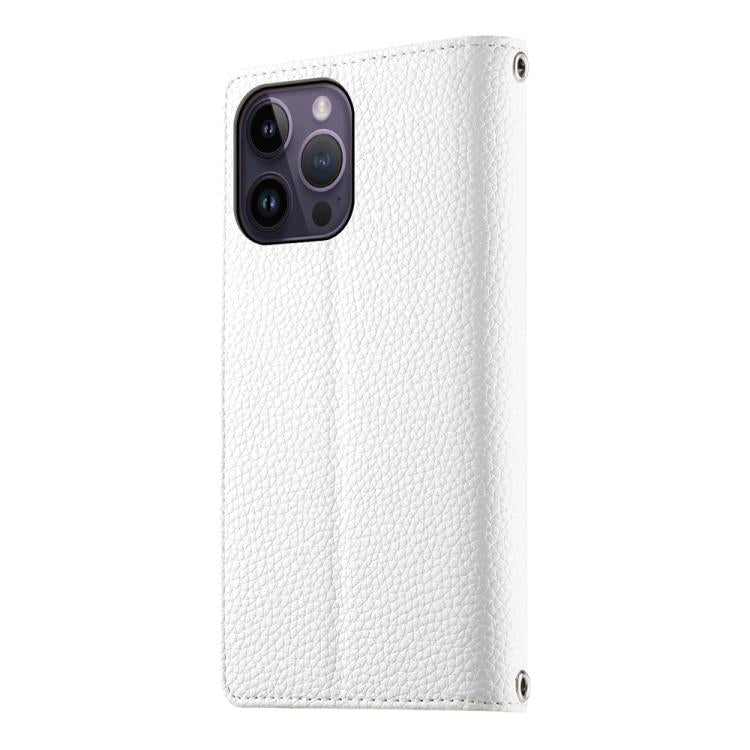 For iPhone 14 Pro Max Stitching Multi-card Zipper Wallet Leather Phone Case with Short Strap