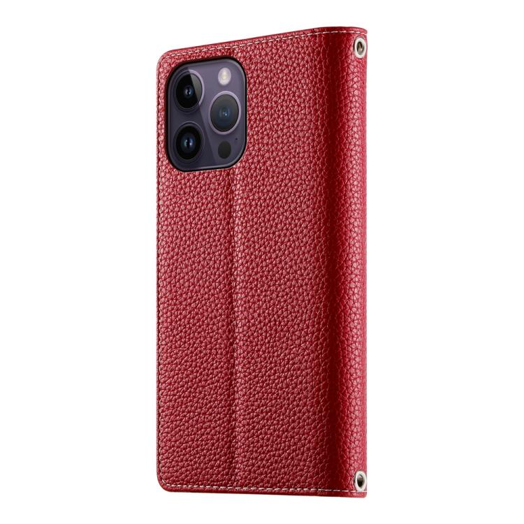For iPhone 14 Pro Max Stitching Multi-card Zipper Wallet Leather Phone Case with Short Strap