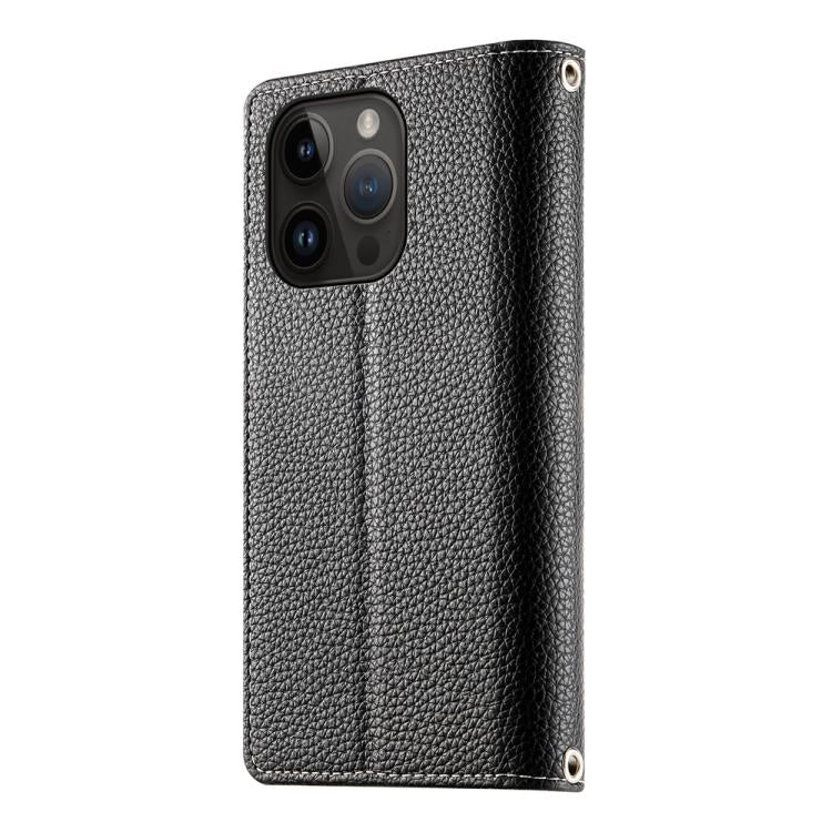 For iPhone 14 Pro Stitching Multi-card Zipper Wallet Leather Phone Case with Short Strap