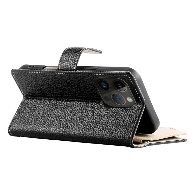 For iPhone 14 Pro Stitching Multi-card Zipper Wallet Leather Phone Case with Short Strap