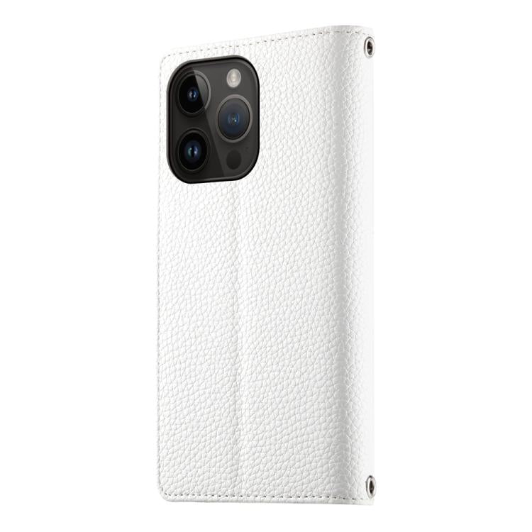 For iPhone 14 Pro Stitching Multi-card Zipper Wallet Leather Phone Case with Short Strap