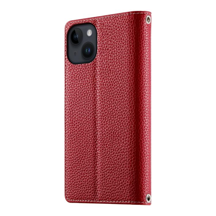 For iPhone 14 / 13 Stitching Multi-card Zipper Wallet Leather Phone Case with Short Strap