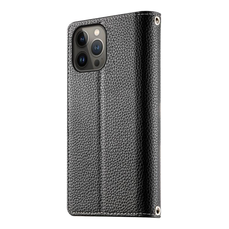 For iPhone 13 Pro Max Stitching Multi-card Zipper Wallet Leather Phone Case with Short Strap