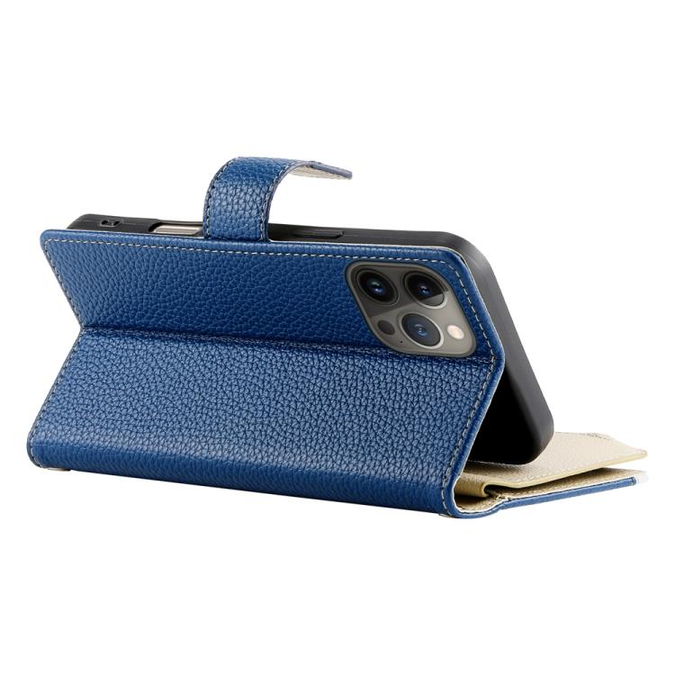 For iPhone 13 Pro Max Stitching Multi-card Zipper Wallet Leather Phone Case with Short Strap