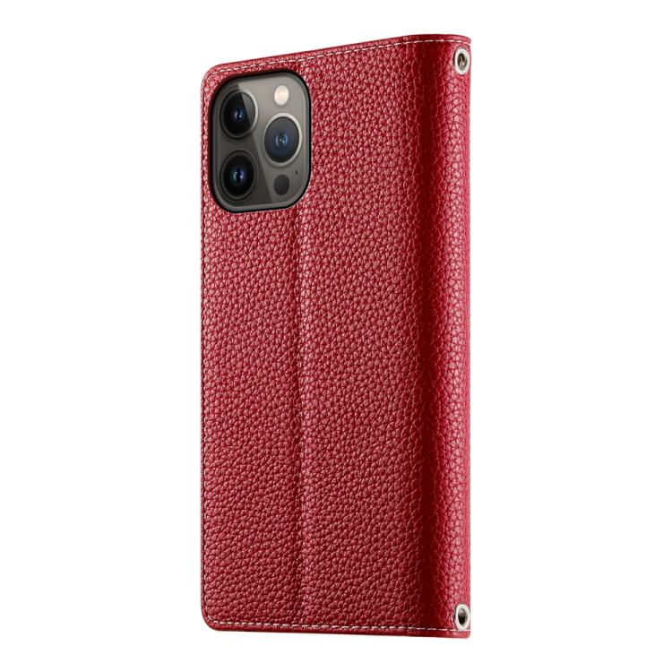For iPhone 13 Pro Max Stitching Multi-card Zipper Wallet Leather Phone Case with Short Strap