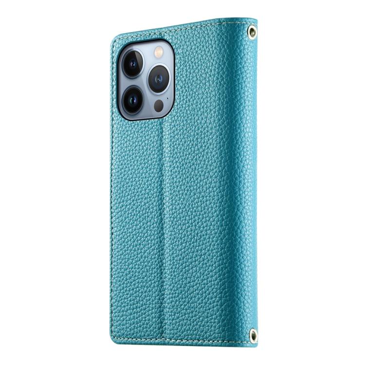For iPhone 13 Pro Stitching Multi-card Zipper Wallet Leather Phone Case with Short Strap