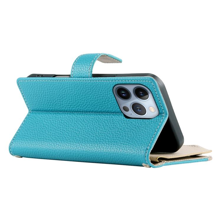 For iPhone 13 Pro Stitching Multi-card Zipper Wallet Leather Phone Case with Short Strap