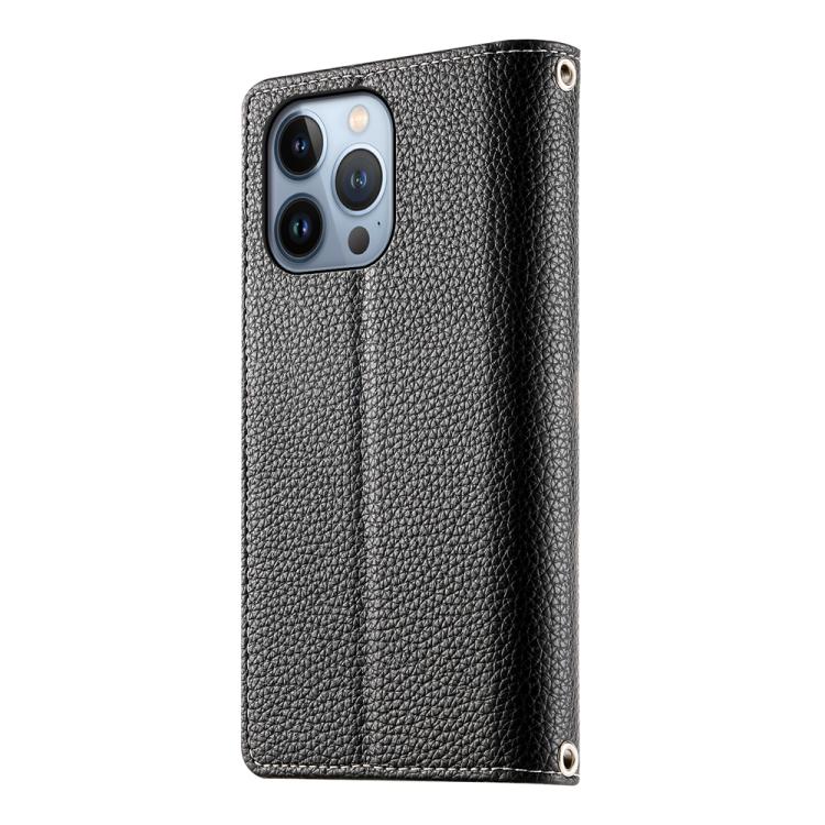For iPhone 13 Pro Stitching Multi-card Zipper Wallet Leather Phone Case with Short Strap