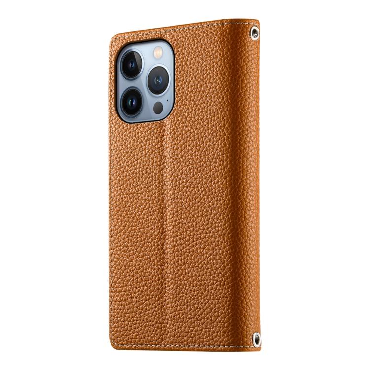 For iPhone 13 Pro Stitching Multi-card Zipper Wallet Leather Phone Case with Short Strap