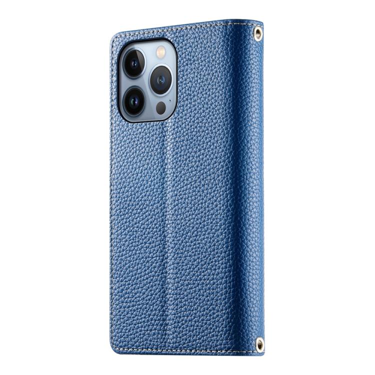 For iPhone 13 Pro Stitching Multi-card Zipper Wallet Leather Phone Case with Short Strap