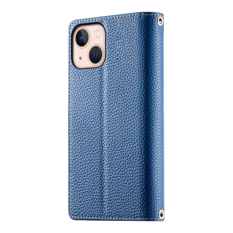 For iPhone 13 mini Stitching Multi-card Zipper Wallet Leather Phone Case with Short Strap