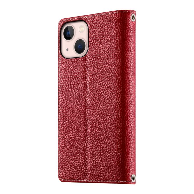 For iPhone 13 mini Stitching Multi-card Zipper Wallet Leather Phone Case with Short Strap