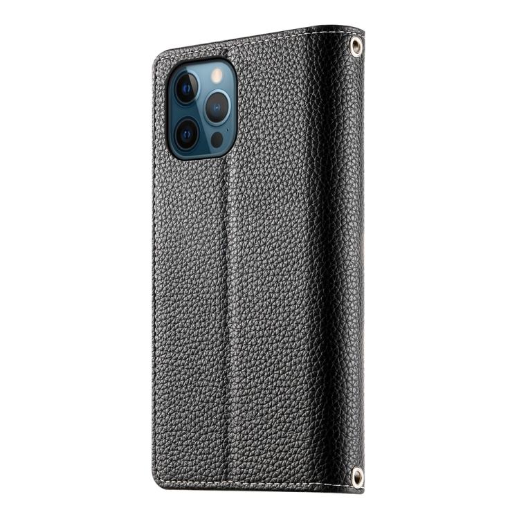 For iPhone 12 Pro Max Stitching Multi-card Zipper Wallet Leather Phone Case with Short Strap