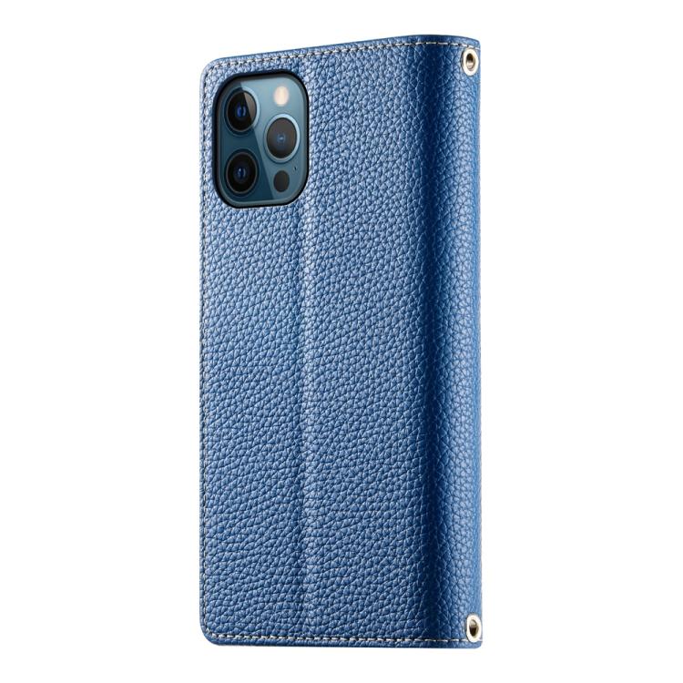 For iPhone 12 Pro Max Stitching Multi-card Zipper Wallet Leather Phone Case with Short Strap