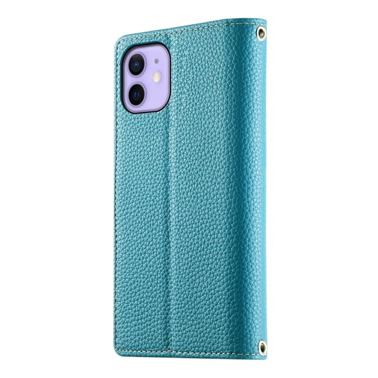 For iPhone 12 / 12 Pro Stitching Multi-card Zipper Wallet Leather Phone Case with Short Strap