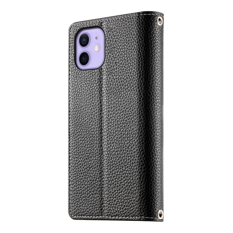 For iPhone 12 / 12 Pro Stitching Multi-card Zipper Wallet Leather Phone Case with Short Strap