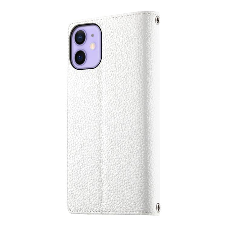 For iPhone 12 / 12 Pro Stitching Multi-card Zipper Wallet Leather Phone Case with Short Strap