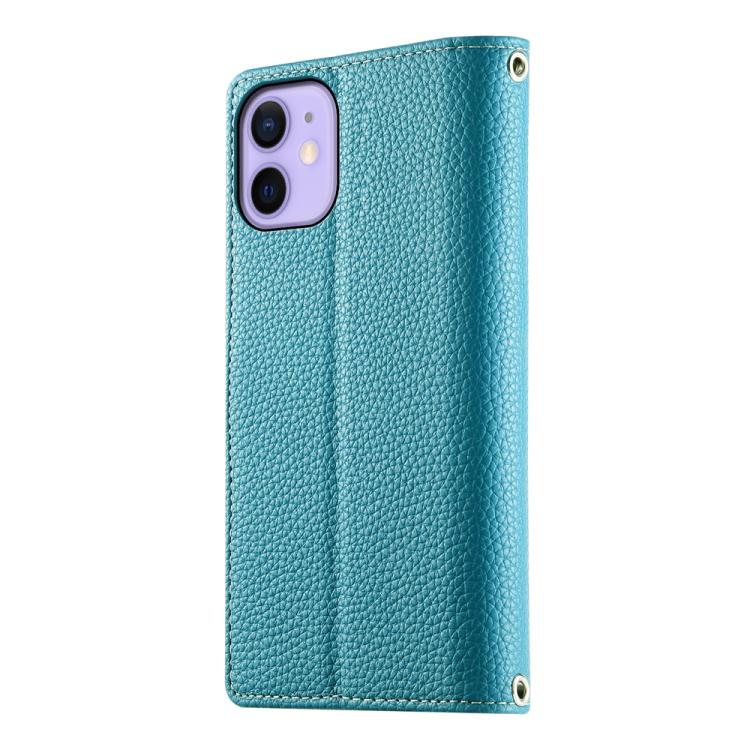 For iPhone 12 mini Stitching Multi-card Zipper Wallet Leather Phone Case with Short Strap