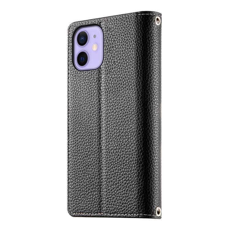 For iPhone 12 mini Stitching Multi-card Zipper Wallet Leather Phone Case with Short Strap