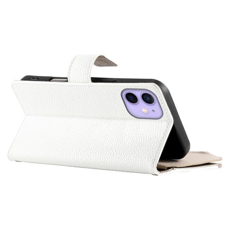 For iPhone 12 mini Stitching Multi-card Zipper Wallet Leather Phone Case with Short Strap