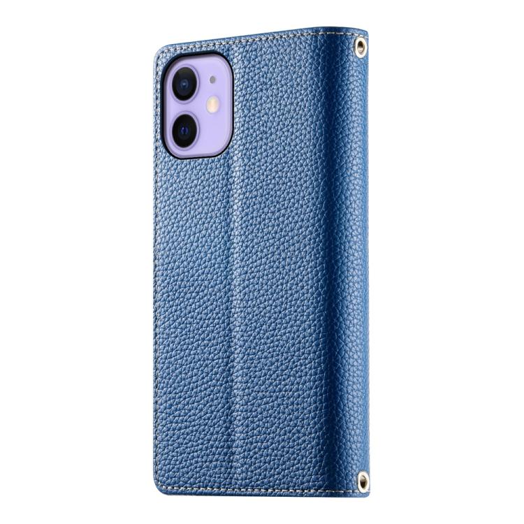 For iPhone 12 mini Stitching Multi-card Zipper Wallet Leather Phone Case with Short Strap