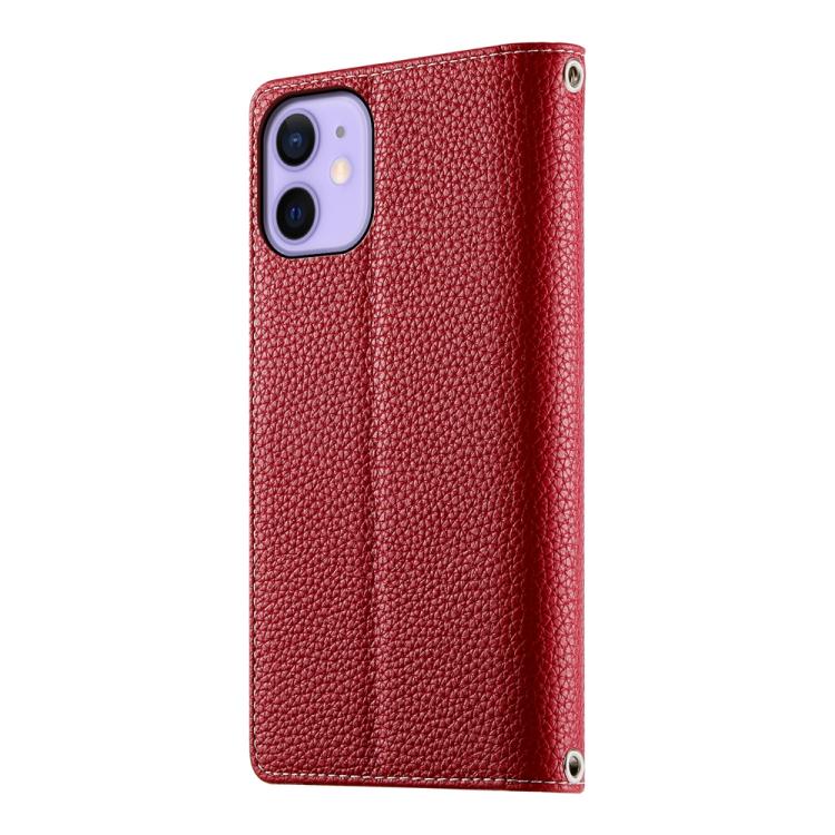 For iPhone 12 mini Stitching Multi-card Zipper Wallet Leather Phone Case with Short Strap
