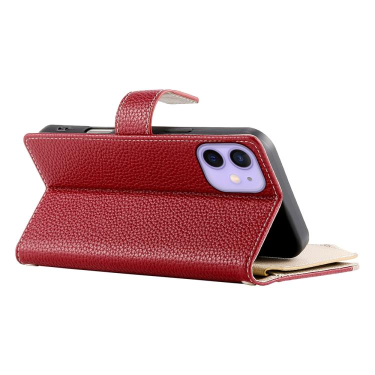 For iPhone 12 mini Stitching Multi-card Zipper Wallet Leather Phone Case with Short Strap