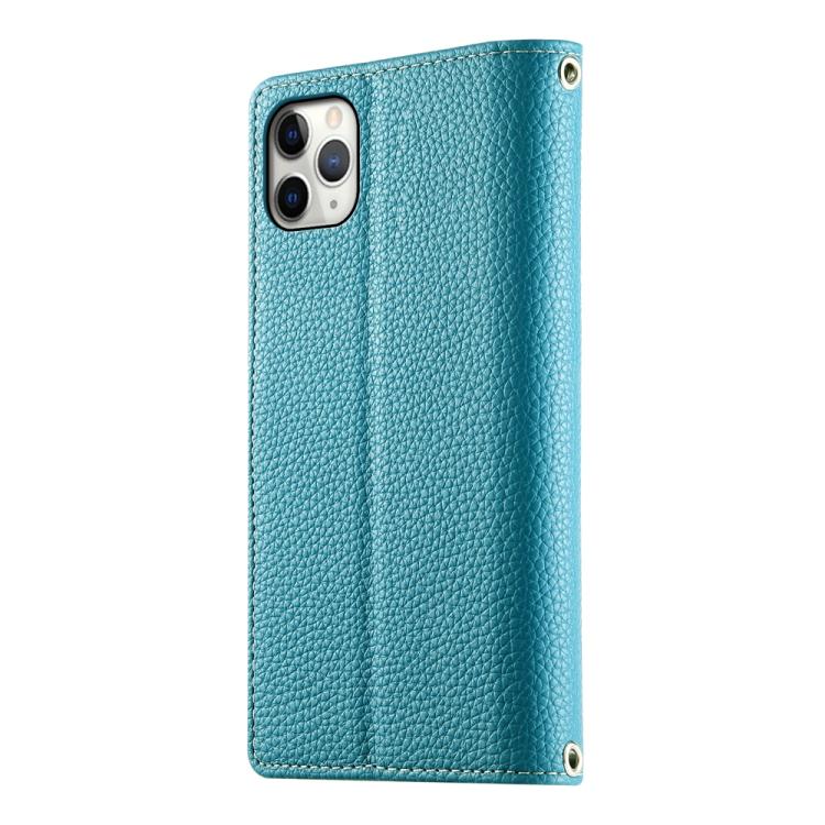 For iPhone 11 Pro Max Stitching Multi-card Zipper Wallet Leather Phone Case with Short Strap
