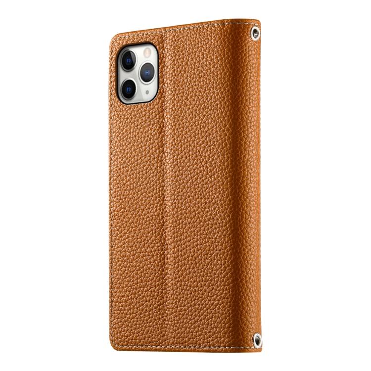 For iPhone 11 Pro Max Stitching Multi-card Zipper Wallet Leather Phone Case with Short Strap