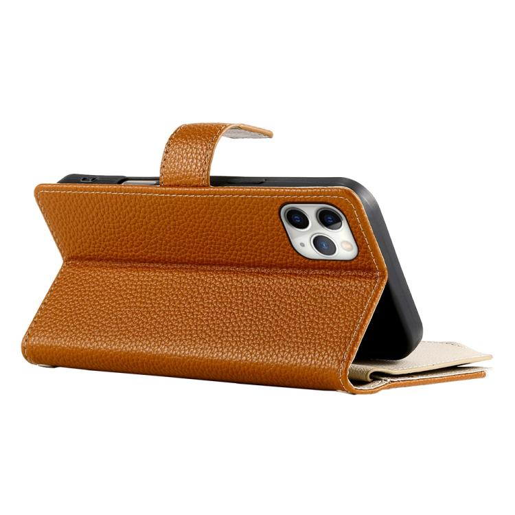 For iPhone 11 Pro Max Stitching Multi-card Zipper Wallet Leather Phone Case with Short Strap