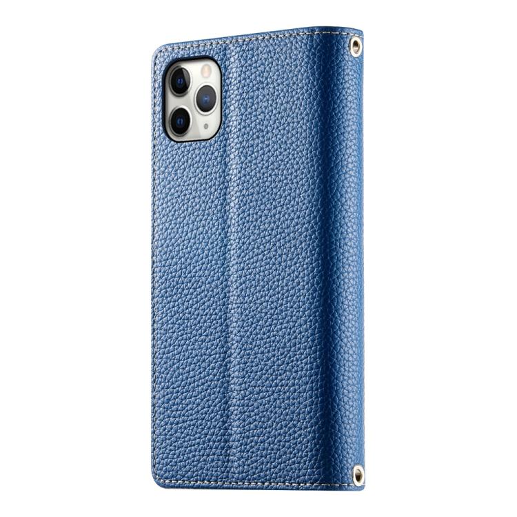 For iPhone 11 Pro Max Stitching Multi-card Zipper Wallet Leather Phone Case with Short Strap