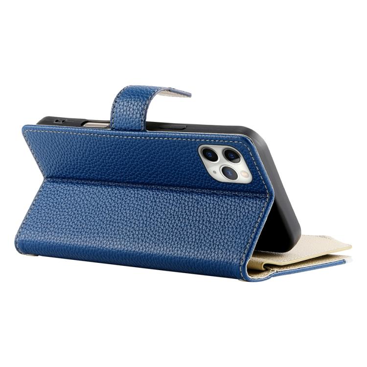 For iPhone 11 Pro Max Stitching Multi-card Zipper Wallet Leather Phone Case with Short Strap