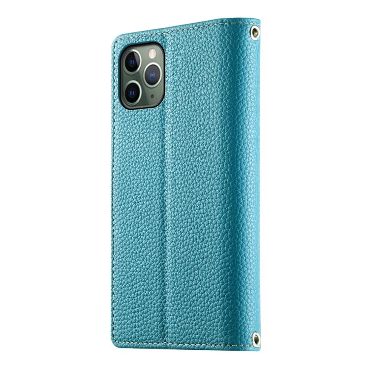 For iPhone 11 Pro Stitching Multi-card Zipper Wallet Leather Phone Case with Short Strap