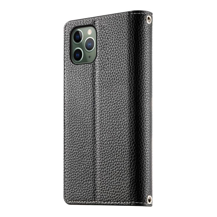 For iPhone 11 Pro Stitching Multi-card Zipper Wallet Leather Phone Case with Short Strap