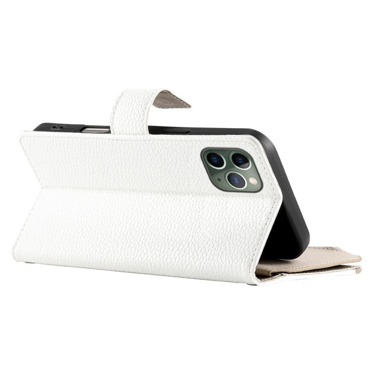 For iPhone 11 Pro Stitching Multi-card Zipper Wallet Leather Phone Case with Short Strap